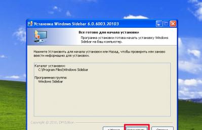 Təqvim qadcetinin Windows XP-də quraşdırılması